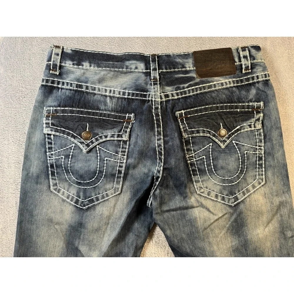 True Religion Ricky Big T Jeans Mens 40x34.5 Made In USA Straight Leg Y2K Blue